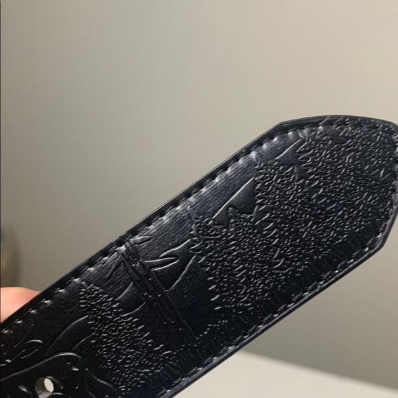 NWOT Black Lightly Tooled w Western Design Composite Leather Belt - Picture 9 of 9